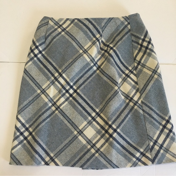 Liz Caiborne Womens Skirt 12 Nordic Blues Wool Blend Buckles Academia Wrap NWT - Picture 6 of 12